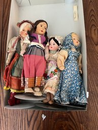 A7 4 Medium Size Vintage Ethnic Dolls