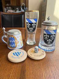 Dv1-2 Collection Of German Beer Stein And Covers