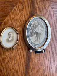 Pair Of Antique Oval Picture Frames And Pictures