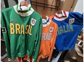 Lot Of 3 Vintage Modetta Football Jackets - Brasil, Italia, Netherlands - XL