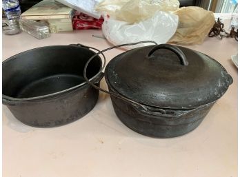 2 Cast Iron Dutch Ovens - Unmarked