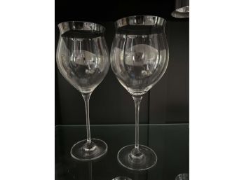 Pair Of Oleg Cassini Long Stem Wine Glasses