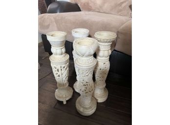 Lot Of 4 Large Resin Candle Holders