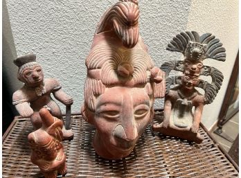 Lot Of 4 Terra Cotta Decorative Figures - Mexico