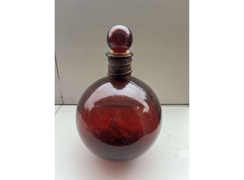 Large Red Glass Bottle With Stopper