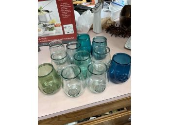 Large Lot Of Authentic Glass Recycled Glass Candle Holders