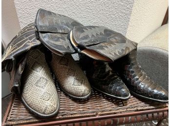 2 Pairs Snakeskin Cowboy Boots - Size 11