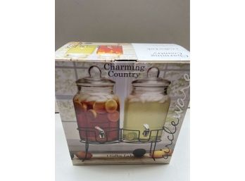 Pair Of Charming Country 1 Gallon Beverage Dispensers