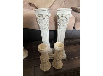 2 Large And 2 Smaller Resin Candle Holders