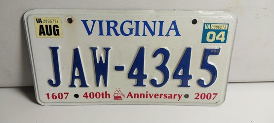 Pair Of Virginia 400th Anniversary License Plates (EE11 B1)