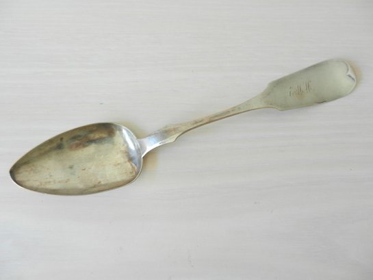 Antique J Einstein Unmarked Silver Serving Spoon With Monogram    (DL7)
