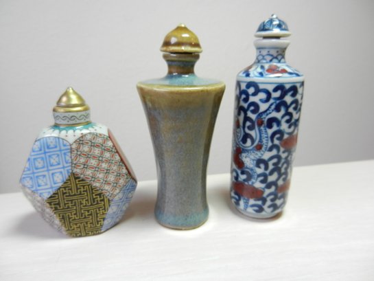 Vintage 3 Porcelain Snuff Bottles   (DP47)