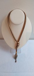 Vintage Gold Tone & Rhinestone Snake Necklace (T-5)