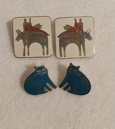 (2) Pair Of Laurel Burch Earrings (P-11)