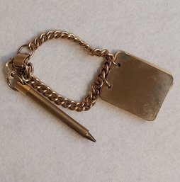 Vintage Gold Tone Dance Card Bracelet With Pen (ED8)