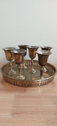 Brass Tray And Cordial Cups (P-72)