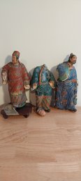 (3) Antique Chinese Roof Tile Scholar Figurines (E-12)