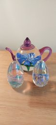 3 Art Glass Paperweights (ED86)