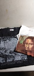 (2) Vintage Made In Italy Art Tee Shirts Size L (EE63 B8)