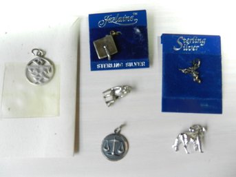 Vintage 5 Sterling Charms Inc Graduation, Cupid, Monkey  - And Dog Charm    (DE46)