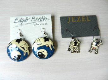 Vintage 2 Cow Themed Earrings  Berebi And Jezel   (DE50)