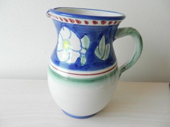 Vintage Solimene Italy Large Pitcher With A Flower 8  1/2'  (DL38)