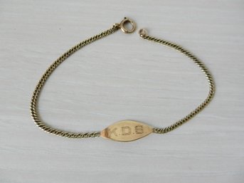 10k Gold Bracelet With 14k ID Lozenge Monogram KDS   (D45)