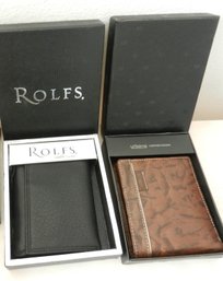 Vintage 2 Leather Wallets In Boxes Rolfs, Urban8   (DE5)