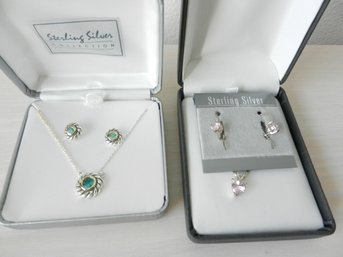 Vintage 2 Sterling Silver Earring And Pendant Sets In Boxes   (DE11)