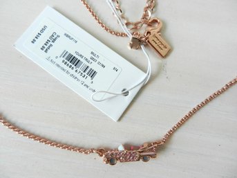 Vintage Kate Spade Yours Truly Enamel And Pink Rhinestone Car Pendant On Chain BNWT (DE18)