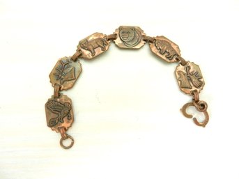 Vintage Copper Link Bracelet With Native American Animal Design  (DE19)