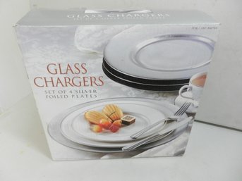 4 Silver Foiled Large Charger Plates Open Box  (D7)