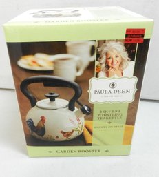 Paula Dean 2 Qt Garden Rooster Porcelain Enamel Whistling Kettle BNIB  (D12)