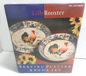 Kirkland Lille Rooster Serving Bowl And Plate - Open Box  (C9)