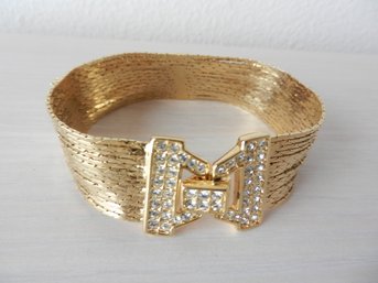 Vintage Nolan Miller Liquid Gold Tone And Rhinestone Bracelet  (DT7)