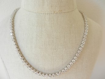 Vintage Nolan Miller Silver Tone Rhinestone Necklace  (DT42)