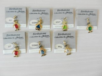 Vintage Jerlaine 24k Gold Over Sterling Silver Birthstone Charms X 7 (DT45)