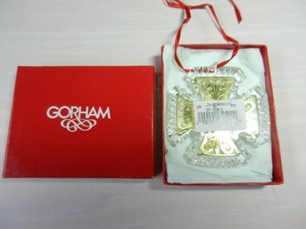 Vintage Gorham Lead Crystal Cross With Gold Metal Insert In Original Box   (DE31)