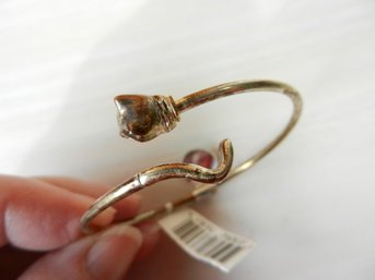 Vintage Sterling Silver Cat Themed Bangle   (DE30)