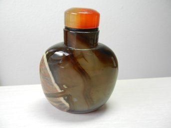 Vintage Dark Brown Agate Stripe Snuff Bottle  (DP21)