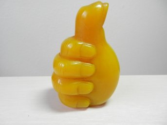 Vintage Opaque Yellow Glass Snuff Bottle In A Hand Shape (DP32)