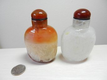 Vintage 2 Agate Snuff Bottles  (DP37)