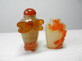 Vintage 2 Decorative Onyx Snuff Bottles   (DP49)