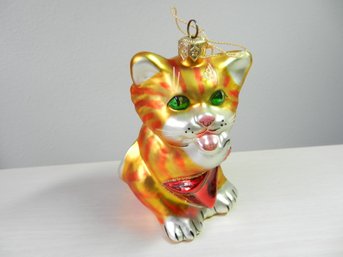 Vintage Blown Glass Kurt Adler Polonaise Cat Tree Ornament 4 1/2' (DP104)