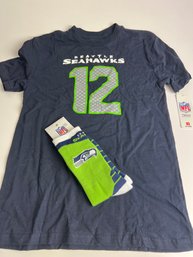 WB 17-3 Seahawks Official Tshirt And Socks Youth L