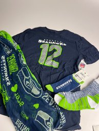 WB 17-4 Seahawks Tshirt Youth Xl Socks Scarf New