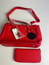 WB 2-4 Mia K Collection Red Handbag And Wallet New With Tags