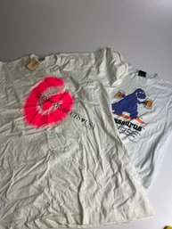 WB 5-4 Pair Of Vintage Single Stitch Tshirts Guess XL NEW Partyasaurus