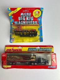 WB 7-17 Pair Of Toy Trucks Majorette Super Mover Micro Big Rig Magnifiers