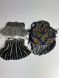 WB 16-1 Trio Of Antique Beaded Purses